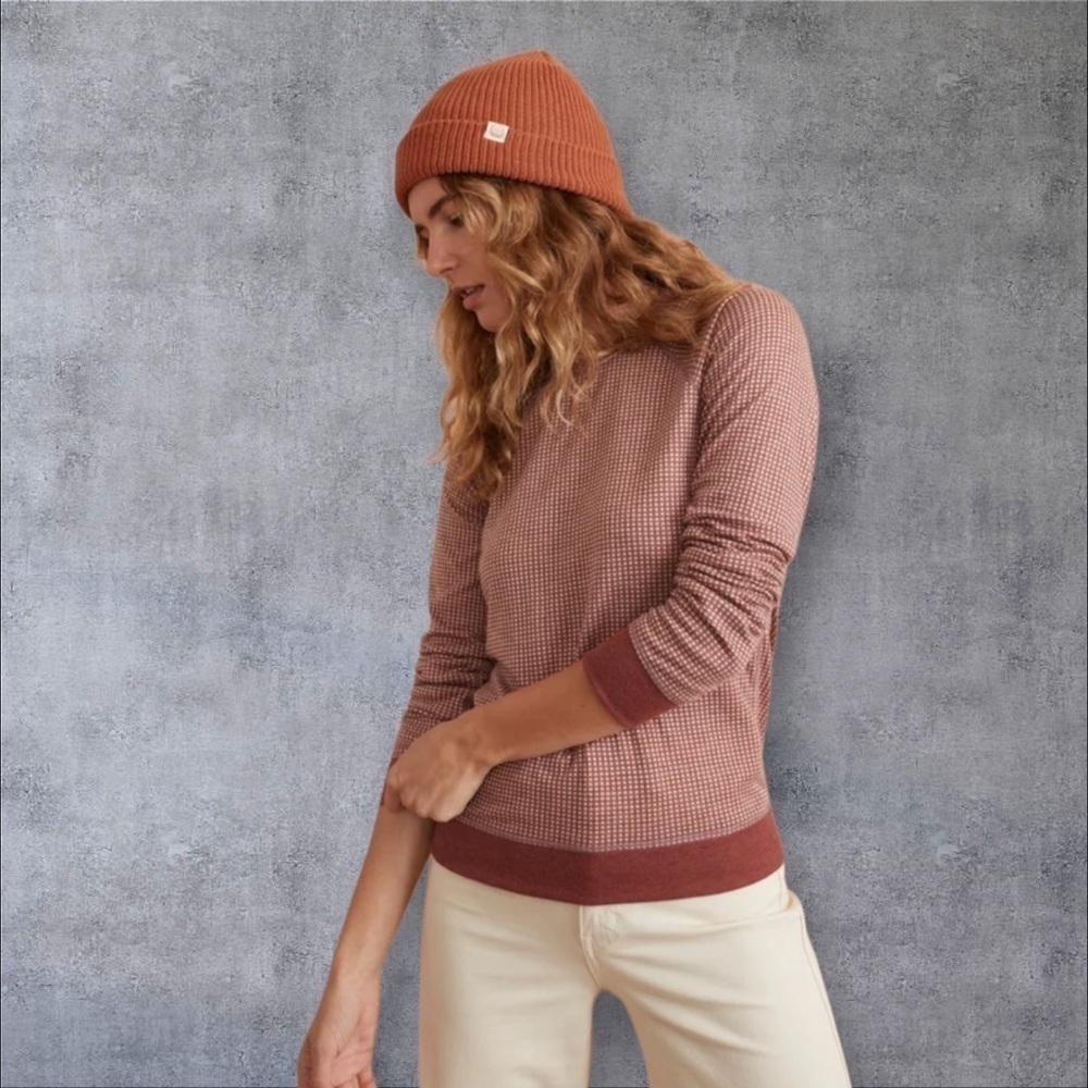 Marine Layer Reversible Raglan Pima Cotton Blend Top in Rust & Natural